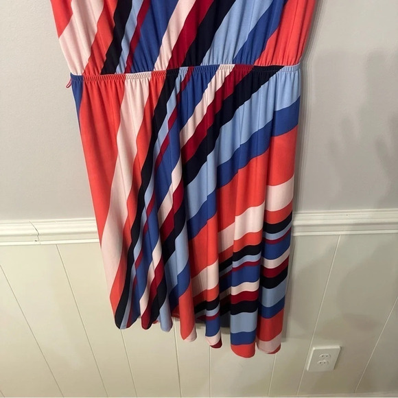 Lane Bryant Short Sleeve Striped Asymmetrical Hem Midi Dress Size 14/16 GUC - Picture 4 of 9